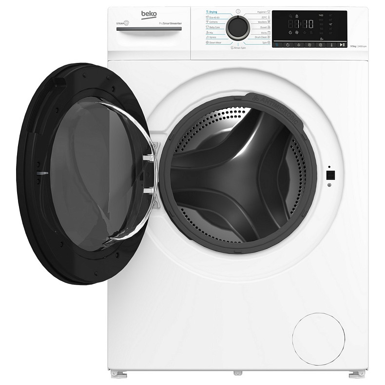 Прально-сушильна машина Beko фронтальна, 7(5)кг, 1400, D, 52см, дисплей, інвертор, пара, білий