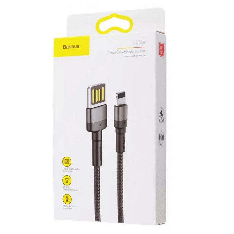 Кабель Baseus Cafule USB-Lightning, 2.4A, 1м Black (6953156283343)