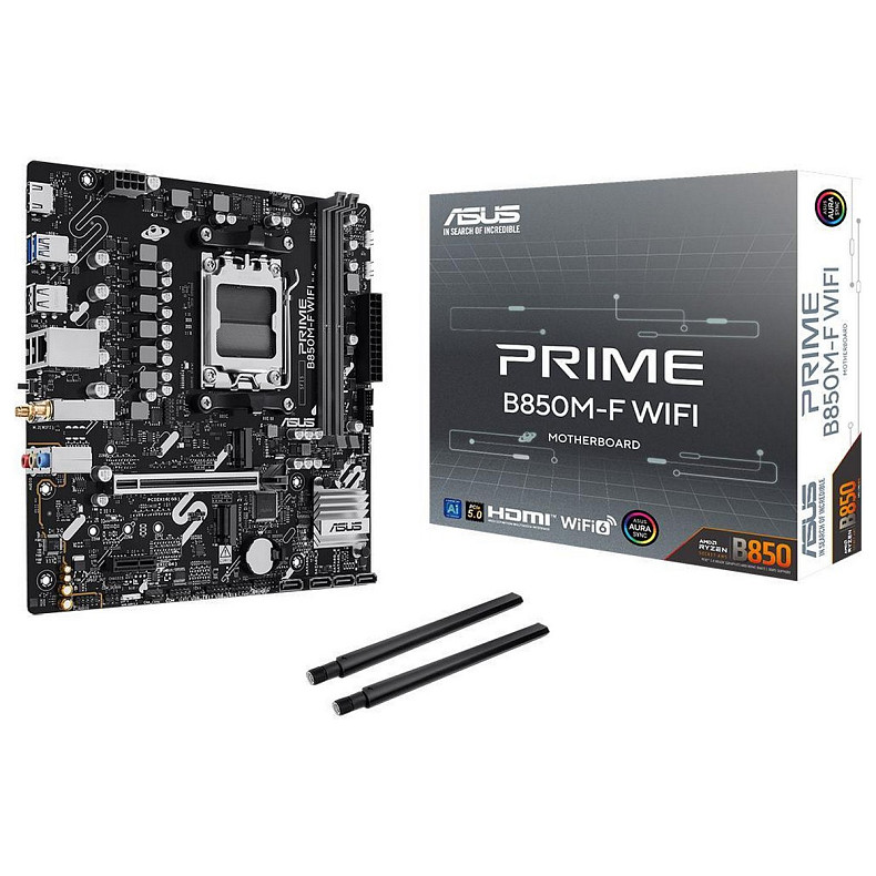 Материнcька плата ASUS PRIME B850M-F WIFI sAM5 B850 2xDDR5 M.2 HDMI Wi-Fi BT mATX