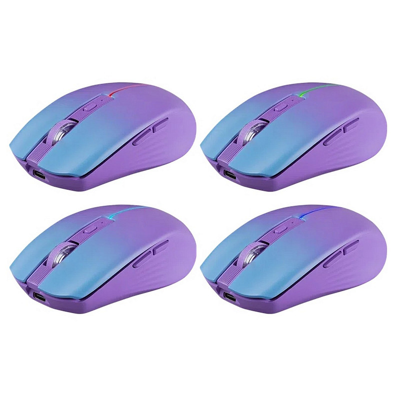 Мышка Defender Mystery MM-301, беспроводная Bluetooth+2.4G, 1600 dpi., 4кн., 500mAh, LED, фиолетовая