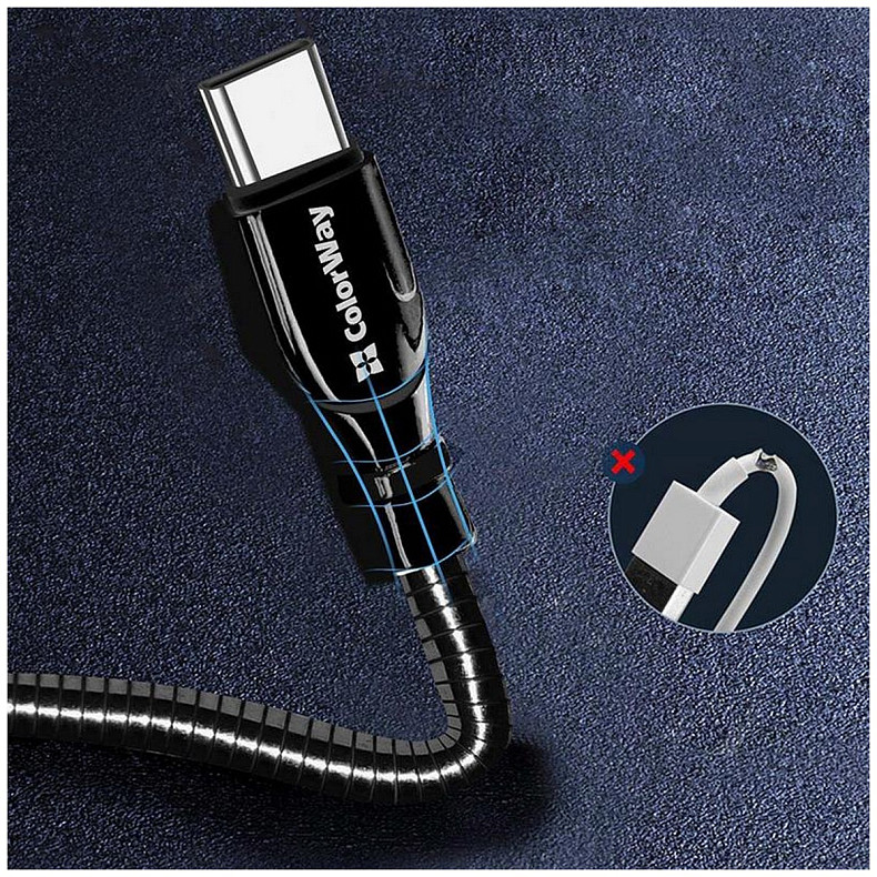 Кабель ColorWay USB-USB Type-C, 2.4А, 1м, Black (CW-CBUC015-BK)