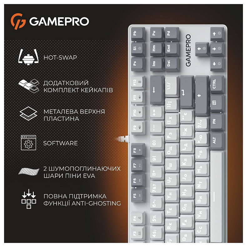 Клавіатура GamePro Genesis Metallic MK110W Outemu Red Swithes USB White