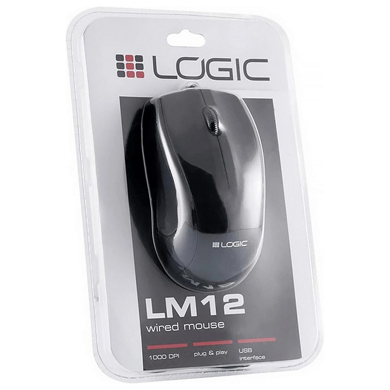 Мишка LogicConcept LM-12, 3 кн., 1000dpi, чорна