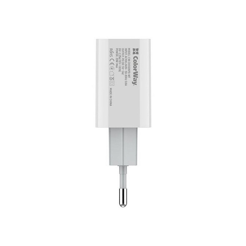 Зарядний пристрій ColorWay (1USB Type-C PDx3A) White (CW-CHS026PD-WT)