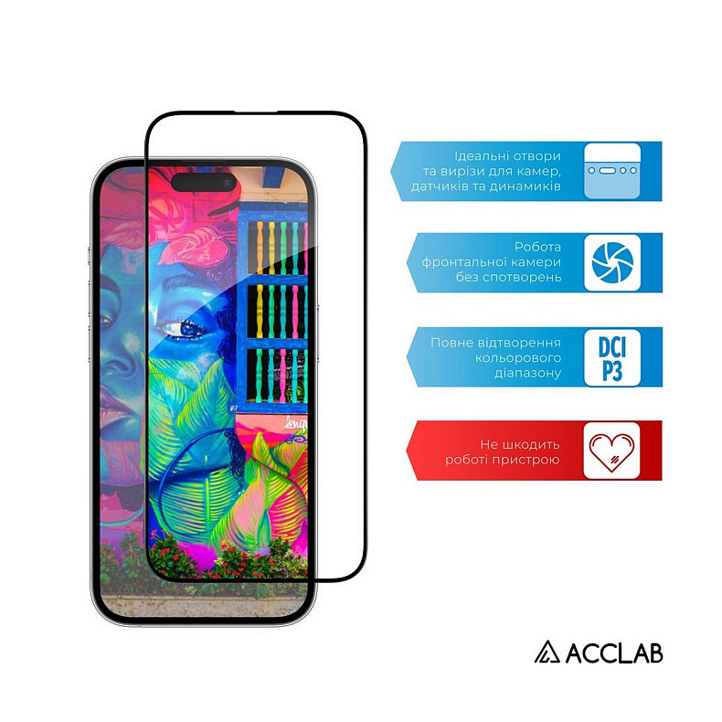 Захисне скло ACCLAB Full Glue для Apple iPhone 14 Pro Max Black (1283126541988)