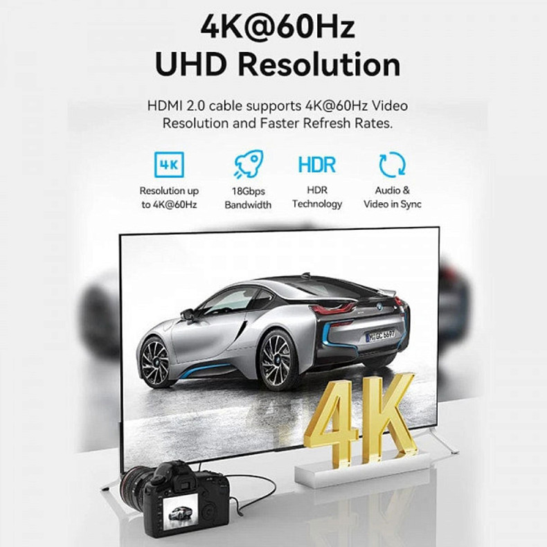 Кабель Vention micro HDMI-D-HDMI-A, 3 m, v2.0, 4K 60 Hz (AGIBI) 