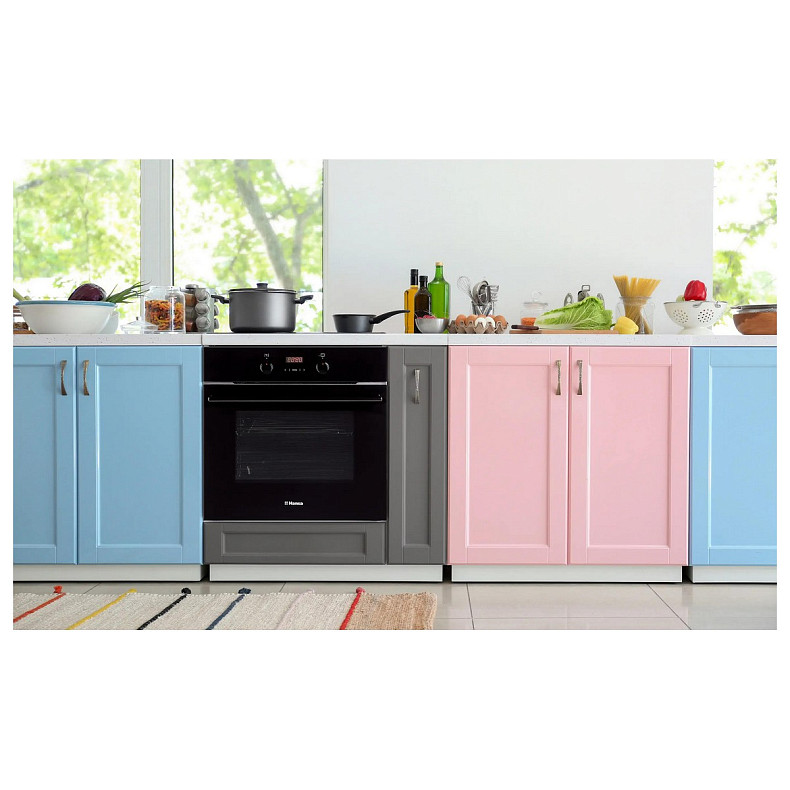 Духовка электр. Hansa, 60см, 65л, A, гриль, емаль легкого очищення, диспл., чорний