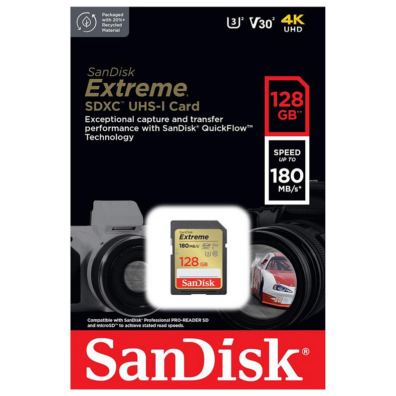 Карта пам'яті SanDisk 128 GB SDXC UHS-I U3 V30 Extreme (SDSDXVA-128G-GNCIN)