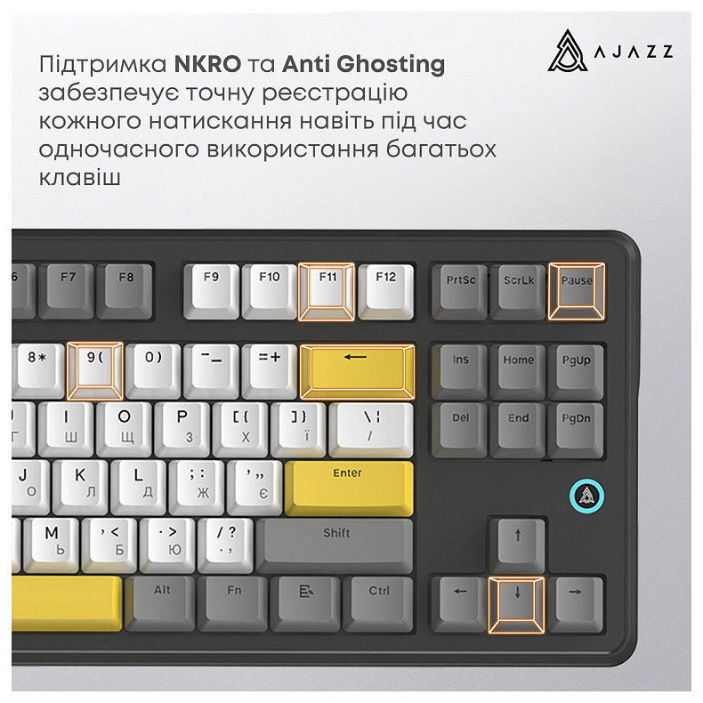 Клавіатура Ajazz AK870 V2 Flying Fish Switch Black USB-C (AK870-V2-FF-BGY)
