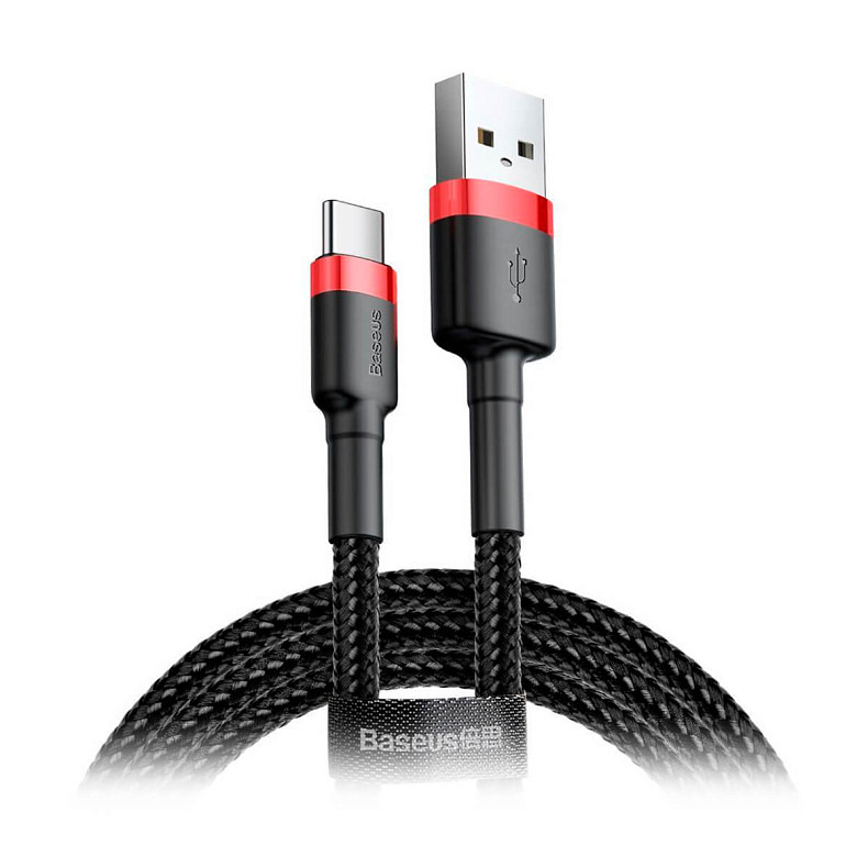 Кабель Baseus cafule Cable USB For Type-C 3A 1M Red+Black (CATKLF-B91)