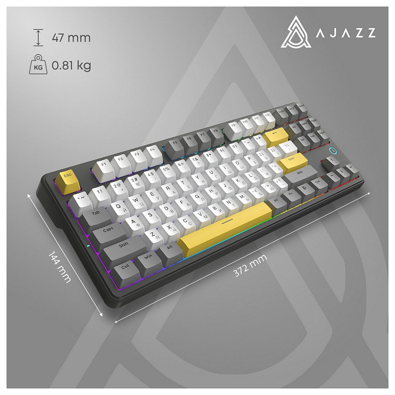 Клавіатура Ajazz AK870 V2 Flying Fish Switch Black USB-C (AK870-V2-FF-BGY)