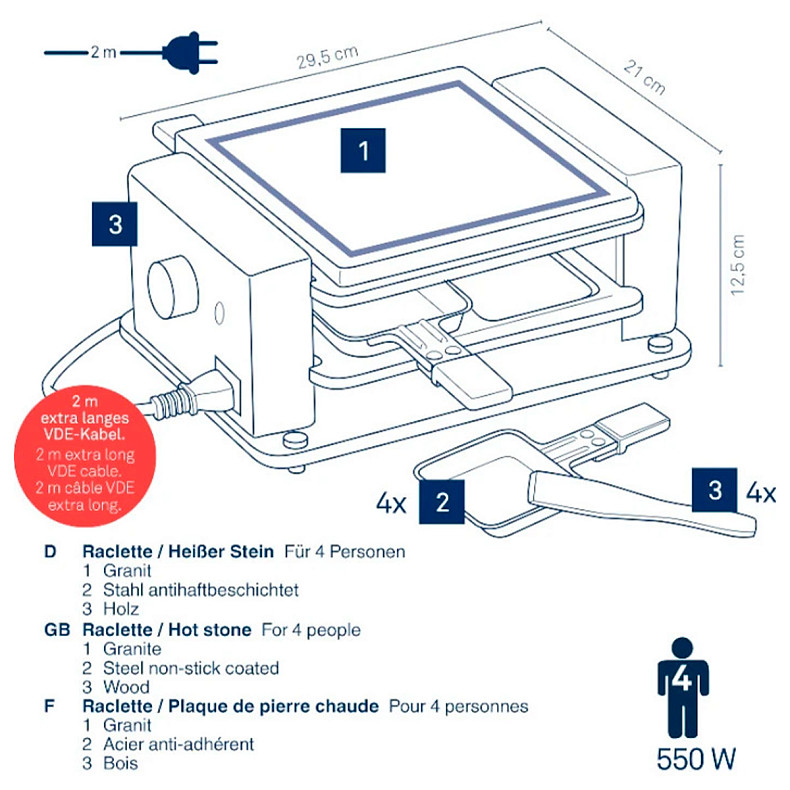 Раклетница-гриль KELA Bedretto, 29,5х21х12,5 см, 4 порции (16625)