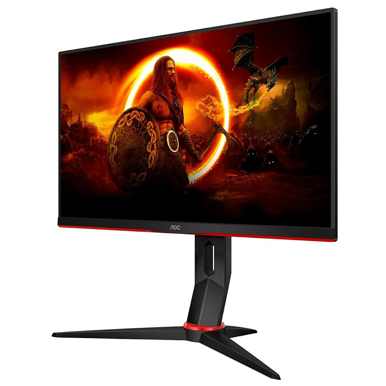 Монитор 23.8" AOC Q24G2A/BK, QHD, IPS, 165Hz, 1ms, HDMI, DP, HAS, Pivot, черный с красным