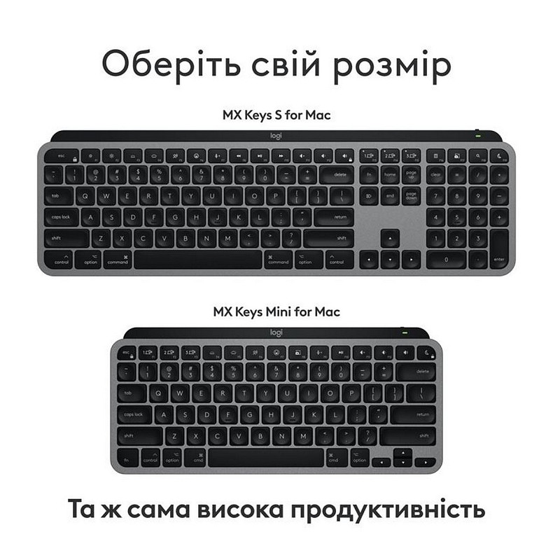 Клавіатура Logitech MX Keys Mini для Mac Minimalist Wireless Illuminated Space Gray