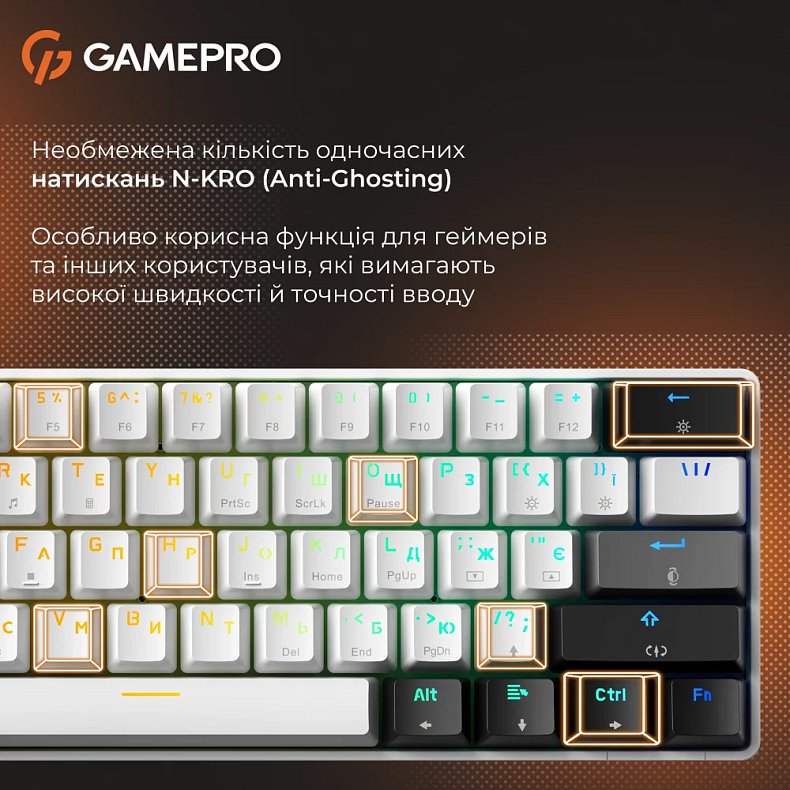 Клавіатура GamePro Genesis Infinity MK130BW Black/White