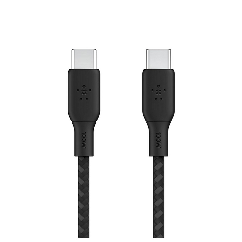 Кабель Belkin USB-С > USB-С, 2м, 100Вт, плетеный, черный