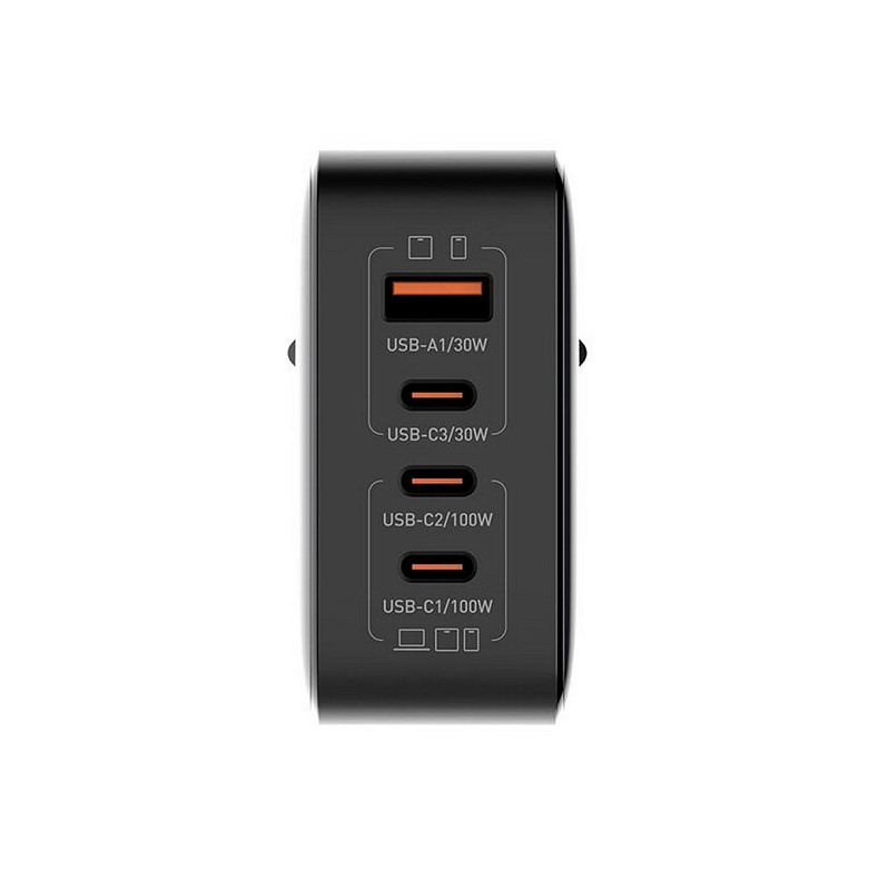 Зарядний пристрій ColorWay Power Delivery GaN (USB-A + 3USB TYPE-C) 100W Black (CW-CHS047P)