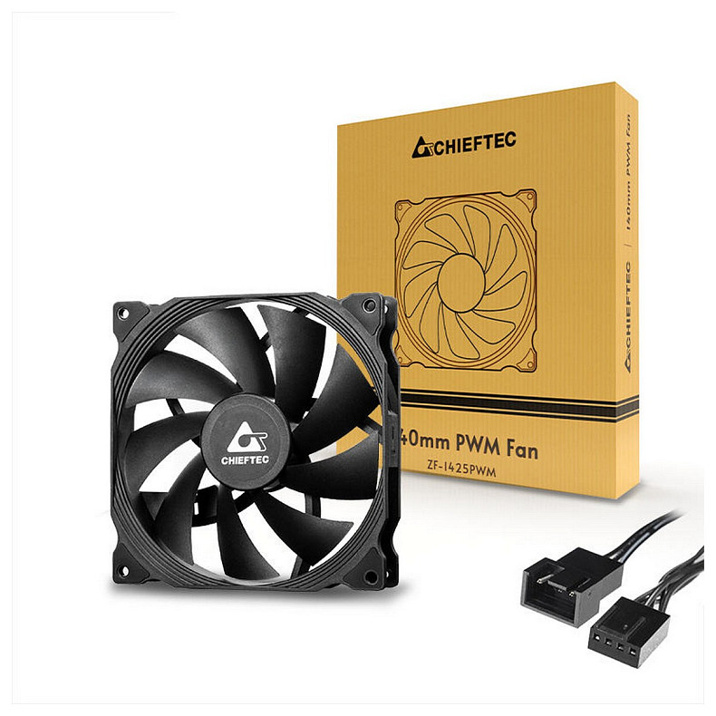Корпусний вентилятор CHIEFTEC ZF-1425PWM, 140мм, 1200rpm, HDB, 4pin PWM, 20.1dBa, чорний