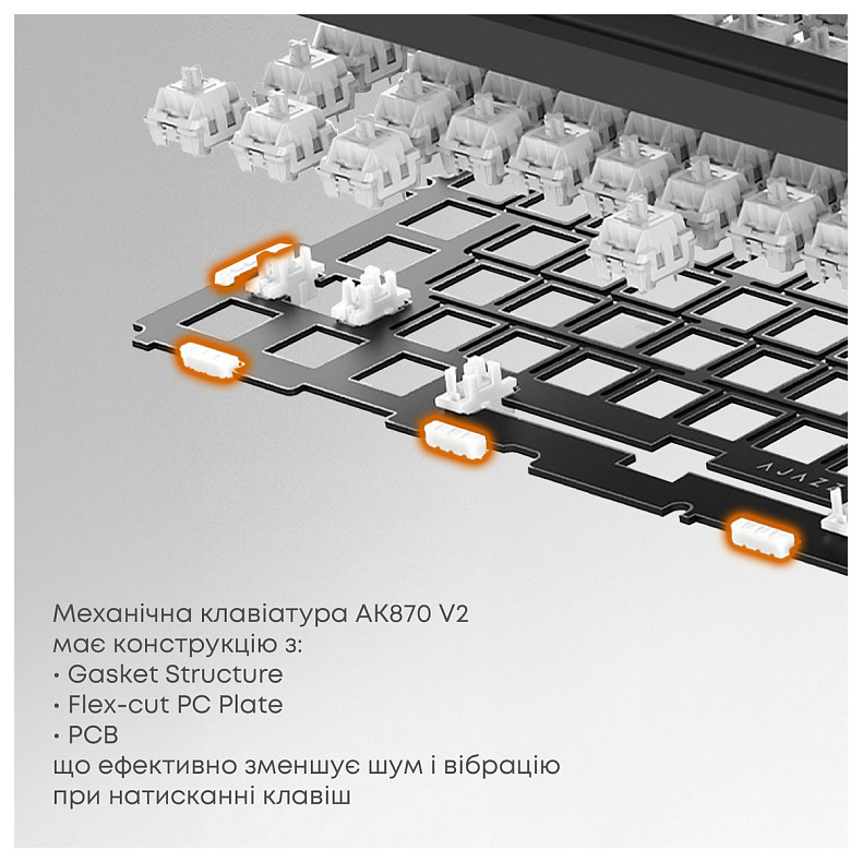 Клавіатура Ajazz AK870 V2 Flying Fish Switch Black USB-C (AK870-V2-FF-BGY)