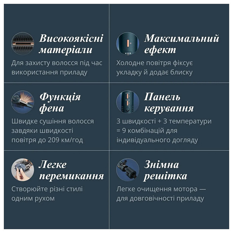 Фен-щітка Rowenta Air Brush 3D, 1200Вт, 3 режими, іоніз-я, хол. обдув, функція фену, кераміка, чорно