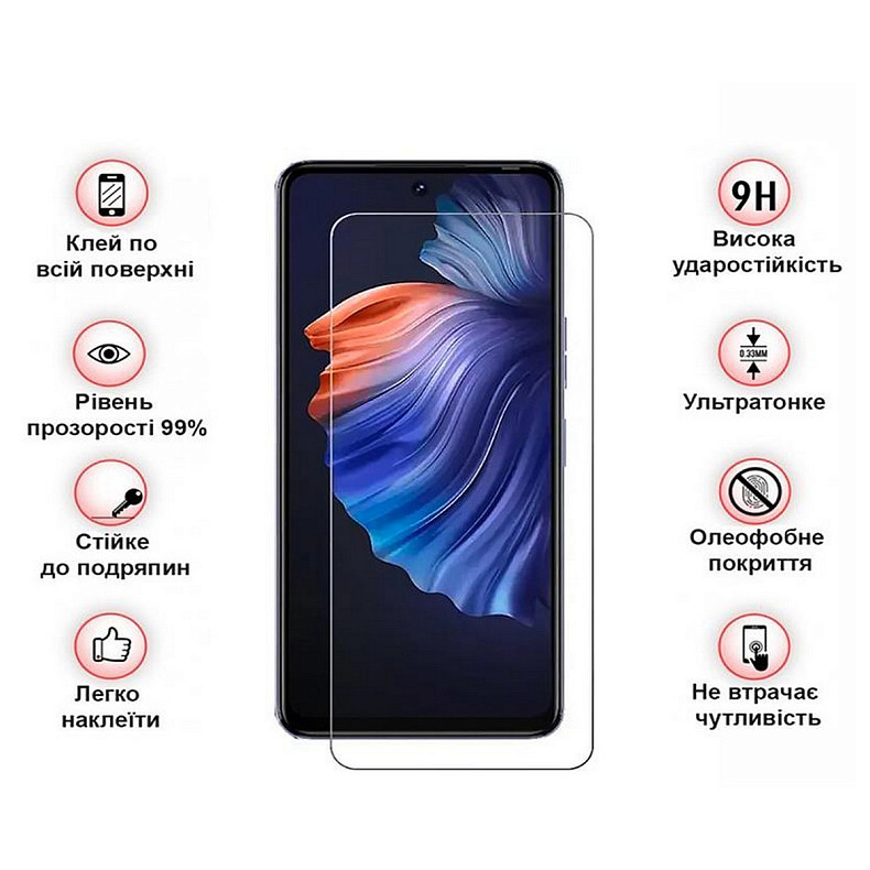 Защитное стекло BeCover для Tecno Camon 19 Neo (CH6i) Crystal Clear Glass 3D (708134)