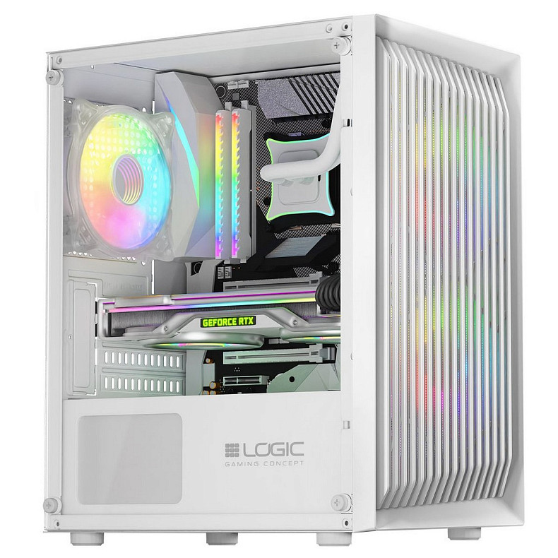 Корпус LogicConcept ATOS MESH+GLASS ARGB fans 3x120mm WHITE без БП mATX