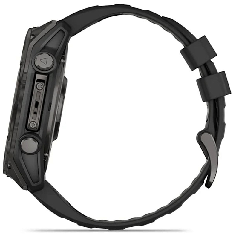 Спортивний годинник GARMIN Fenix 8 51mm AMOLED Sapphire Carbon Gray DLC Titanium with Black Silicone Band