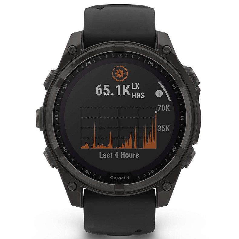 Спортивний годинник GARMIN Fenix 8 47mm Sapphire Solar Carbon Gray DLC Titanium with Black Silicone Band