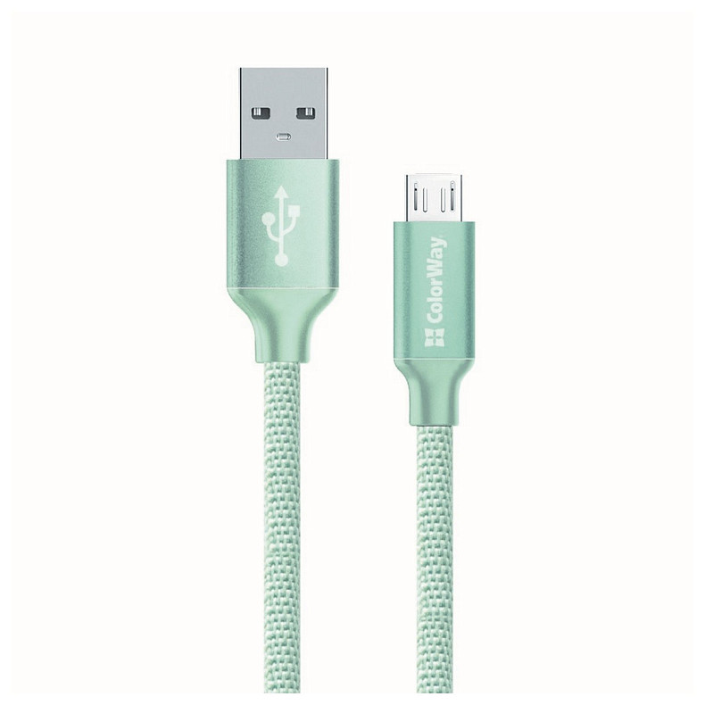 Кабель ColorWay USB-MicroUSB, 1м Mint (CW-CBUM002-MT)