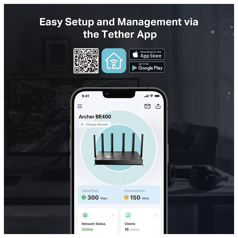 Маршрутизатор TP-LINK Archer BE400 BE6500, 3xGE LAN, 1x2.5GE LAN, 1x2.5GE WAN, 1xUSB3.0 MESH