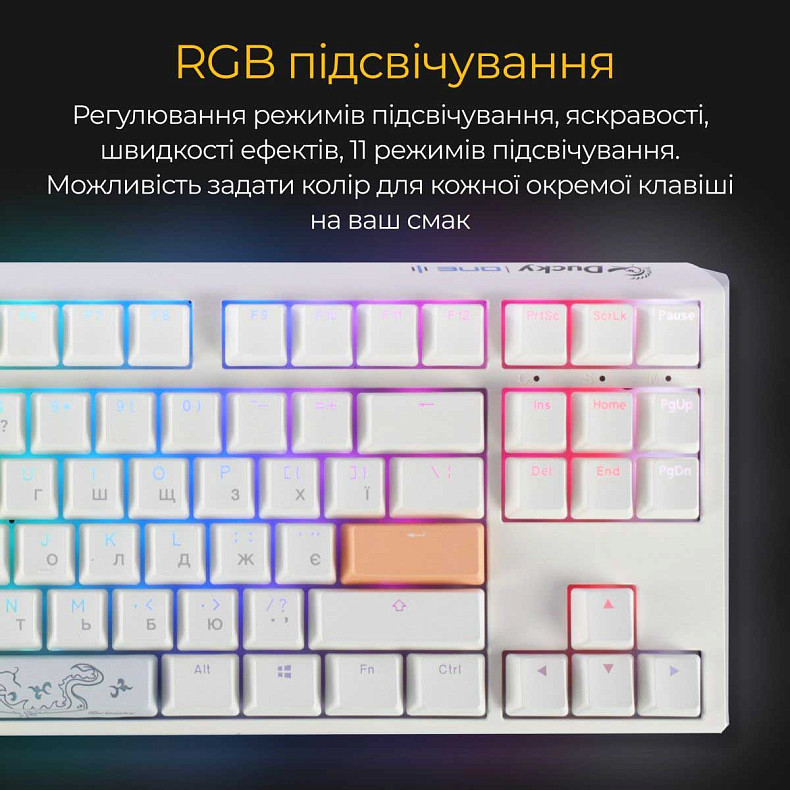Клавіатура Ducky One 3 TKL Cherry MX Red RGB White UA
