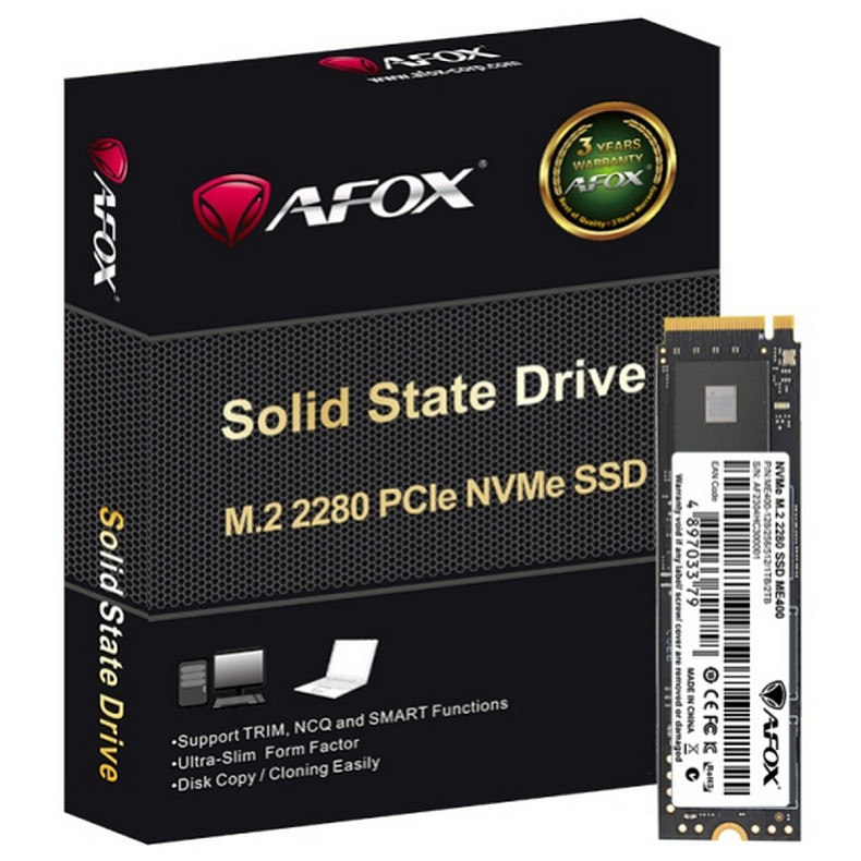 SSD накопичувач AFOX 1TB ME400 M.2 2280 PCIe NVMe Gen 4x4 3D TLC NAND