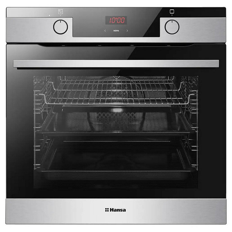 Духовка электр. Hansa, 60см, 77л, A, гриль, емаль легкого очищення, диспл., нержавіюча сталь