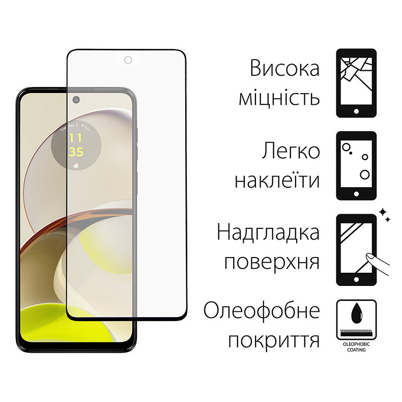 Захисне скло Dengos для Motorola Moto G14 Black Full Glue (TGFG-325)