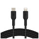 Кабель USB-C > Lightning заряджання/синхронізації Belkin, 2м, Type-C, плетений, чорний