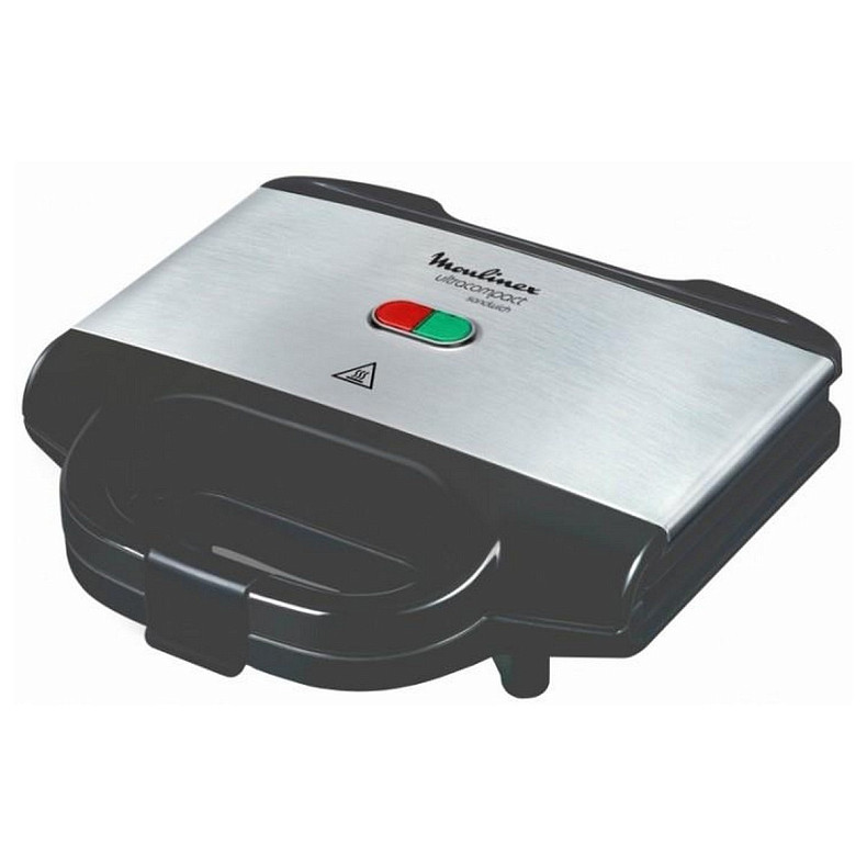 Сэндвичмейкер Moulinex 700Вт, 1 пластина-сэндвич, корпус-нержав.сталь/пластик, черный