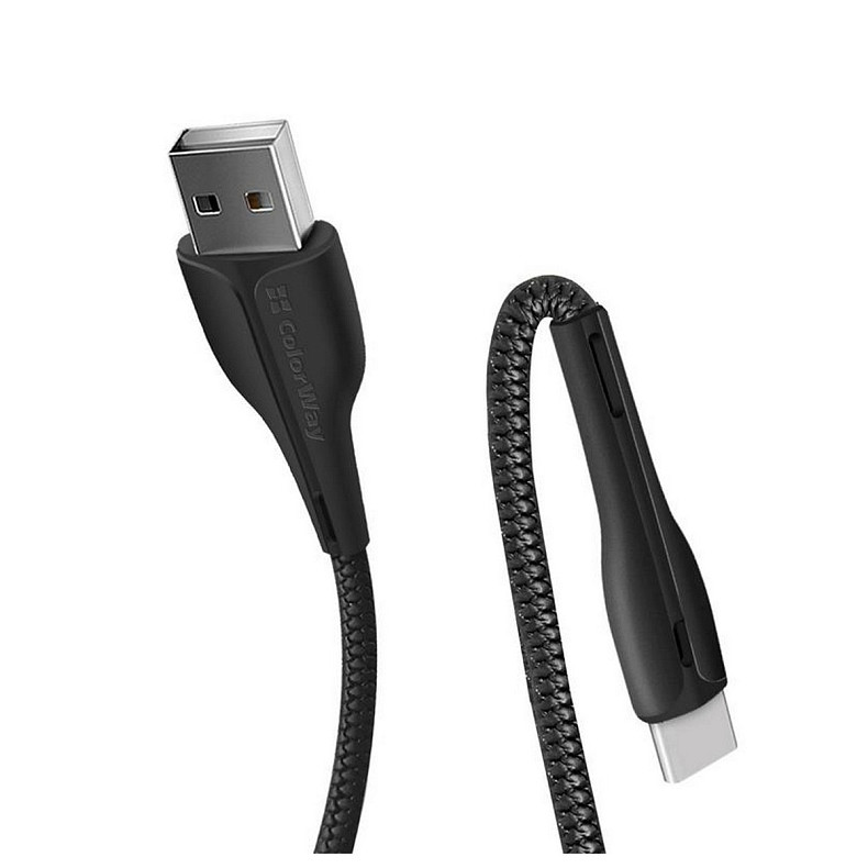 Кабель ColorWay USB-Type-C, 2.4А, 1м, PVC+Led, Black (CW-CBUC034-BK)