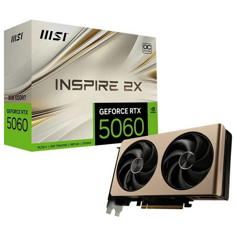 Відеокарта MSI GeForce RTX 5060 Inspire 2X OC 8GB GDDR7 (GeForce RTX 5060 8G INSPIRE 2X OC)