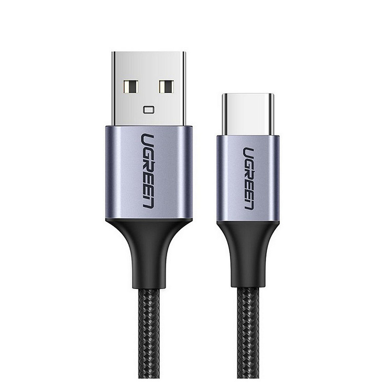 Кабель USB 2.0 AM-Type-C M, 3 м, 3.0A, (18W) Nickel Plating Aluminum Braid Косм сірий, US288 UGREEN