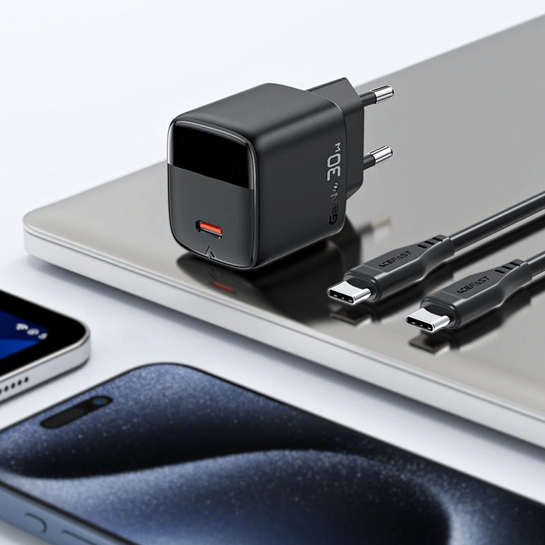 Зарядное устройство Acefast 1xUSB-C 30W Gan A115 Fast Charger + USB-C cable black