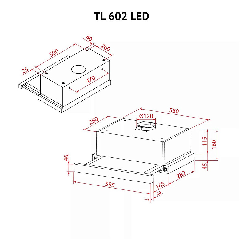 Витяжка Perfelli TL 602 WH LED