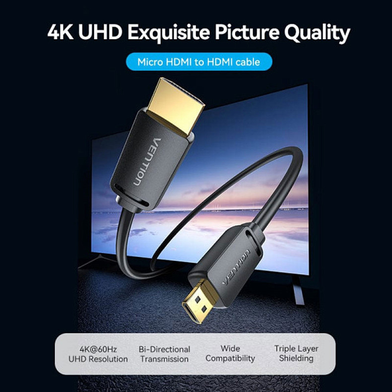 Кабель HDMI M – mini M, 3.0 м, V2.0 4K 60Гц 18Gbps HDR Dolby Vention