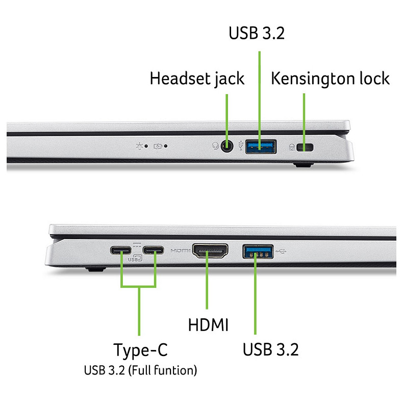 Ноутбук Acer Aspire Go AG15-32P 15.6" FHD, Intel C N150, 8GB, F256GB, UMA, Lin, сріблястий
