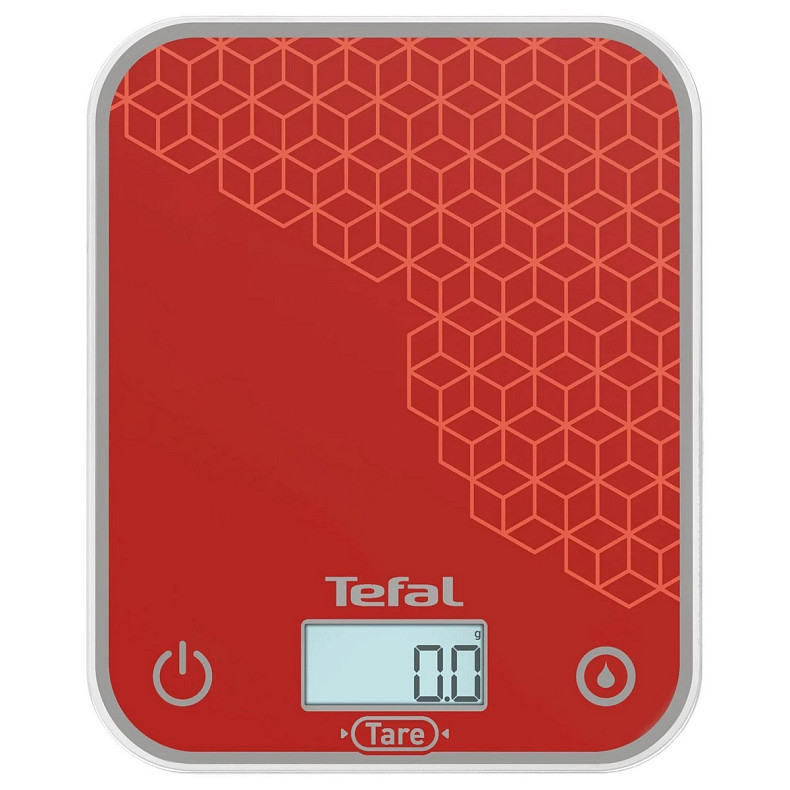Ваги Tefal кухонні Optiss, 5кг, AAAx2 в комплекті, скло, червоний