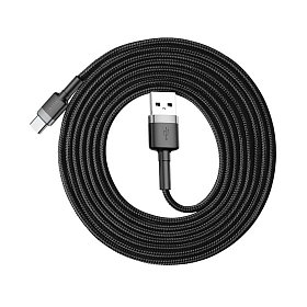 Кабель Baseus Cafule Cable USB For Type-C 3A 2m Gray/Black (CATKLF-CG1)