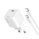 Сетевое зарядное устройство ColorWay GaN Mini 20W PD Port PPS USB-C White (CW-CHS059PDL-WT) + кабель