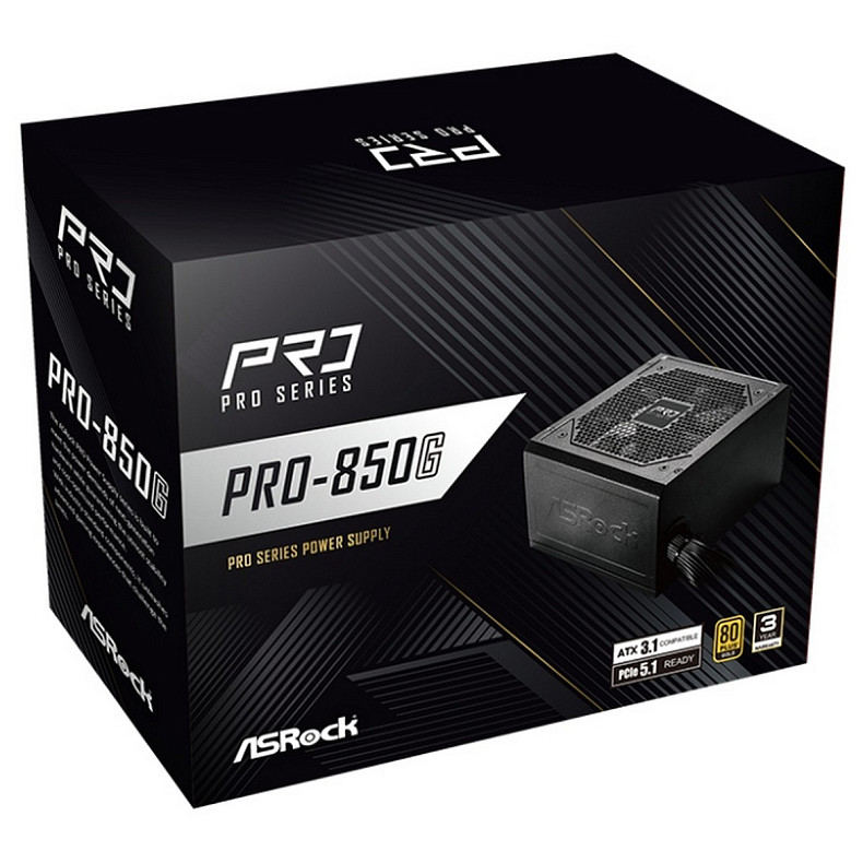 Блок питания ASRock PRO PRO-850G 120mm, 80+ Gold