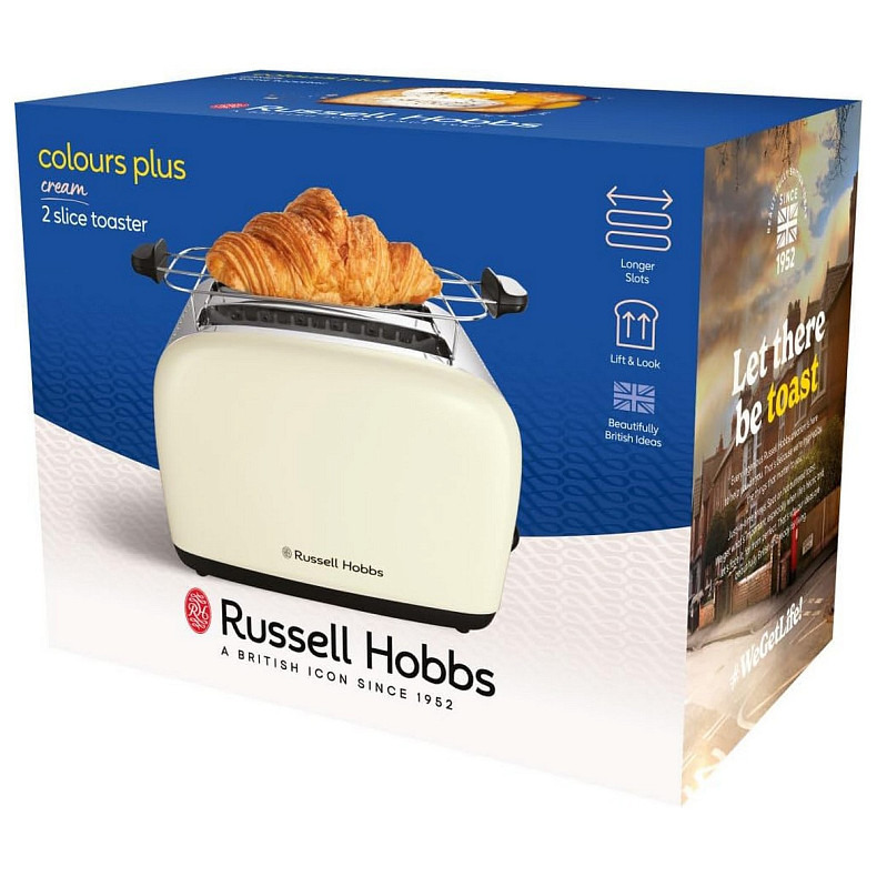 Тостер Russell Hobbs Colours Plus, 1600Вт, нержав., подогрев,разморозка, бежевый