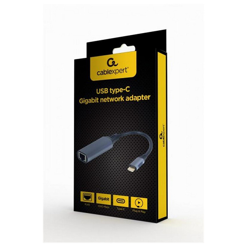 Адаптер Cablexpert (A-USB3C-LAN-01) USB Type-C-RJ-45, 0.15м, Black