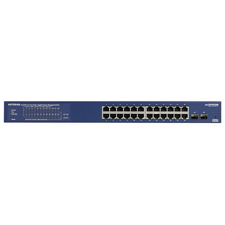 Коммутатор NETGEAR GS724TPv2 24x1GE PoE+(190Вт), 2xSFP, управляемый L2